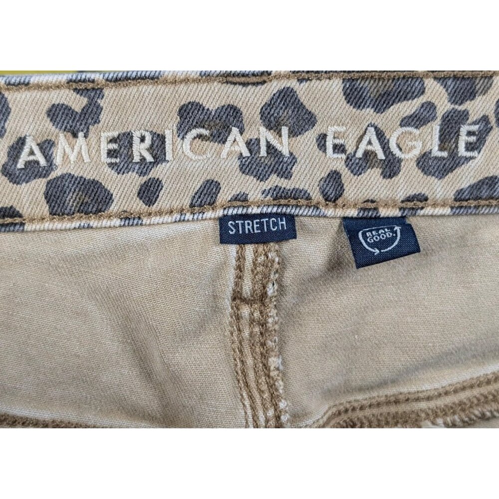 American Eagle Stovepipe Jeans Womens Size 12 Reg Leopard Print Wide Leg Denim - Picture 3 of 5